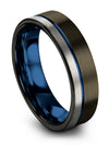 Plain Wedding Band Sets for Wife and Him Tungsten Gunmetal Blue Bands for Lady - Charming Jewelers
