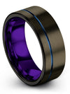 8mm Blue Line Promise Band for Mens Carbide Tungsten Wedding Rings Couple - Charming Jewelers