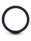 Solid Gunmetal Wedding Band Tungsten Gunmetal and Purple Bands Flat Engagement - Charming Jewelers
