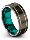 Womans Gunmetal and Grey Wedding Rings Tungsten Carbide Band Couples Jewelry - Charming Jewelers