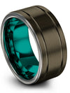 Him Wedding Rings Tungsten Band for Womans Engravable Woman&#39;s Gunmetal Bands - Charming Jewelers