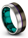 Men&#39;s Wedding Ring Brushed Gunmetal 8mm Tungsten Carbide 8mm Gunmetal Ring Set - Charming Jewelers