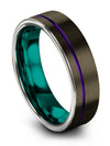 6mm Gunmetal Purple Promise Band for Male Tungsten Gunmetal Purple Gunmetal - Charming Jewelers