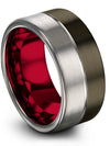 Modern Wedding Ring for Man Tungsten Ring for Mens 10mm Gunmetal Unique Bands - Charming Jewelers