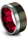 Gunmetal Rings Wedding Set Tungsten Rings Natural Couples Promise Ring Set - Charming Jewelers