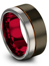 Woman Gunmetal Metal Anniversary Ring Tungsten Carbide Wedding Bands Sets Her - Charming Jewelers