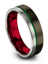 Gunmetal Promise Ring Set Her and Wife Tungsten Carbide Gunmetal Green Rings - Charming Jewelers