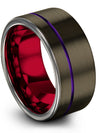 Tungsten Promise Rings Gunmetal and Purple Tungsten Bands