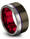 Tungsten Wedding Bands Gunmetal Purple Tungsten Band for Men Engravable Simple - Charming Jewelers