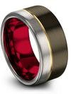 Plain Gunmetal Promise Rings Tungsten Band for Guys Fiance and Her Band - Charming Jewelers