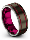 Male Black Line Wedding Band Tungsten Ring Engrave Personalized Son Double Line - Charming Jewelers