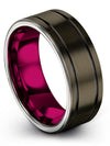 Gunmetal Unique Female Anniversary Band Tungsten Carbide Rings for Couples - Charming Jewelers