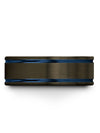 Gunmetal and Blue Wedding Ring Mens Tungsten Bands for Woman&#39;s Brushed Solid - Charming Jewelers