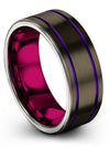 Groove Promise Ring Guys Men 8mm Tungsten Rings Simple Band Set Gunmetal Bands - Charming Jewelers