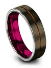 Gunmetal Promise Ring Set Her and Wife Tungsten Carbide Gunmetal Copper Rings - Charming Jewelers