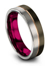 Simple Wedding Rings Sets Her and His Gunmetal Tungsten Bands for Ladies 6mm - Charming Jewelers