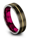 Matte Gunmetal and 18K Yellow Gold Man Promise Ring Tungsten Ring Set Gunmetal - Charming Jewelers