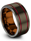 Gunmetal Matte Wedding Ring Men 10mm Tungsten Carbide Wedding Rings 10mm Third - Charming Jewelers