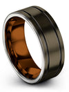 Wedding Bands for Couple Gunmetal Tungsten Wedding Bands Polished Personalized - Charming Jewelers