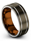Male Gunmetal Wedding Bands Sets 8mm Tungsten Carbide Rings Gunmetal Bands 8mm - Charming Jewelers