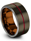 Unique Promise Ring for Male Gunmetal Tungsten Wedding Bands Sets Guy Gunmetal - Charming Jewelers