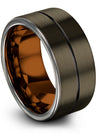 Gunmetal and Black Wedding Ring Engagement Ring Tungsten Gunmetal 10mm Bands - Charming Jewelers