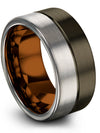 Mens Brushed Wedding Ring Tungsten Carbide Gunmetal and Gunmetal Ring Men&#39;s - Charming Jewelers