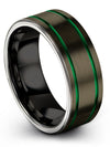 Guy Wedding Ring Green Line Tungsten Promise Ring for Couples Simple Cute Rings - Charming Jewelers