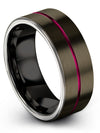 Woman&#39;s Brushed Wedding Bands 8mm Gunmetal Line Tungsten Band for Female - Charming Jewelers
