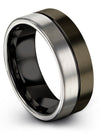 Gunmetal Mens Wedding Rings Ring Tungsten 8mm Rings Ring Happy Anniversary - Charming Jewelers