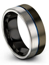 Tungsten Carbide Anniversary Ring for Male Gunmetal Blue