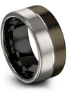 Gunmetal Anniversary Band Men&#39;s Exclusive Tungsten Ring Minimal Engagement - Charming Jewelers