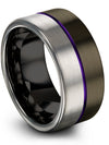 Jewelry Wedding Sets Band Tungsten Rings for Female Grooved Gunmetal Rings - Charming Jewelers