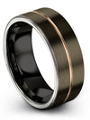 Engagement and Promise Band Sets for Lady Tungsten Carbide Gunmetal 8mm Line - Charming Jewelers