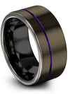 10mm Purple Line Exclusive Wedding Ring Set of Rings 10mm Gunmetal Promise Bands - Charming Jewelers