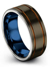 Gunmetal Copper Guy Wedding Bands Tungsten 8mm Lady Large Bands Gift for Men - Charming Jewelers