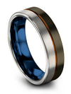 Ladies Tungsten Wedding Rings Gunmetal and Copper 6mm Gunmetal Tungsten Ring - Charming Jewelers