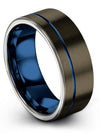 Metal Wedding Band for Female Tungsten Band Sets for Couples Gunmetal and Blue - Charming Jewelers