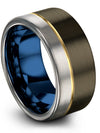 Wedding Bands Set Flat Gunmetal Tungsten Ring Guy Engraved Men&#39;s Rings Gunmetal - Charming Jewelers