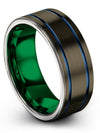 Gunmetal Ring Wedding Sets Tungsten Carbide Gunmetal and Blue Band Sets - Charming Jewelers