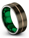 Flat Anniversary Band Tungsten Bands Gunmetal 18K Rose Gold Promise Rings - Charming Jewelers