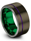 Wedding Ring Womans 10mm Tungsten Band for Guys Grooved Ring for Guys Gunmetal - Charming Jewelers