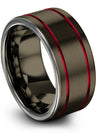 Anniversary Promise Band Gunmetal Tungsten 10mm Custom Engagement Mens Rings - Charming Jewelers