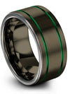 Wedding Bands for Guys Sets Tungsten Gunmetal Wedding Band Female Green Line - Charming Jewelers