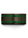 Unique Gunmetal Mens Wedding Band Man Tungsten Wedding Rings Green Line Bands - Charming Jewelers