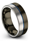 Wedding Anniversary Band for Womans Promise Ring Tungsten Men Gunmetal and Blue - Charming Jewelers