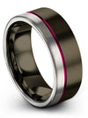 Set of Wedding Band Gunmetal Tungsten Engagement Men&#39;s Ring Pure Gunmetal Band - Charming Jewelers