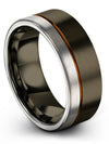 Copper Line Promise Band Wedding Band Gunmetal Tungsten Carbide Matching Couple - Charming Jewelers
