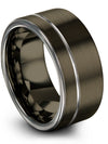 Matching Promise Ring for Couples Gunmetal Tungsten Band 10mm Ladies Simple - Charming Jewelers