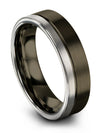 Couple Wedding Rings Sets Plain Tungsten Bands Big Flat Ring Gunmetal Present - Charming Jewelers